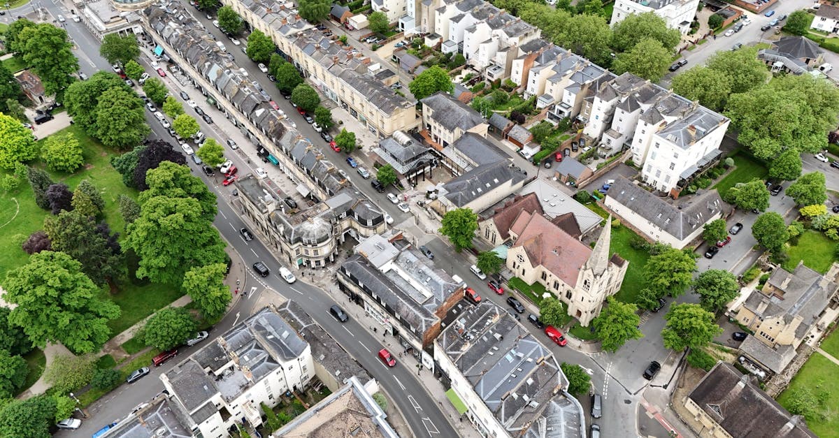 Aerial view of the urban landscape and architecture in Montpellier, England.