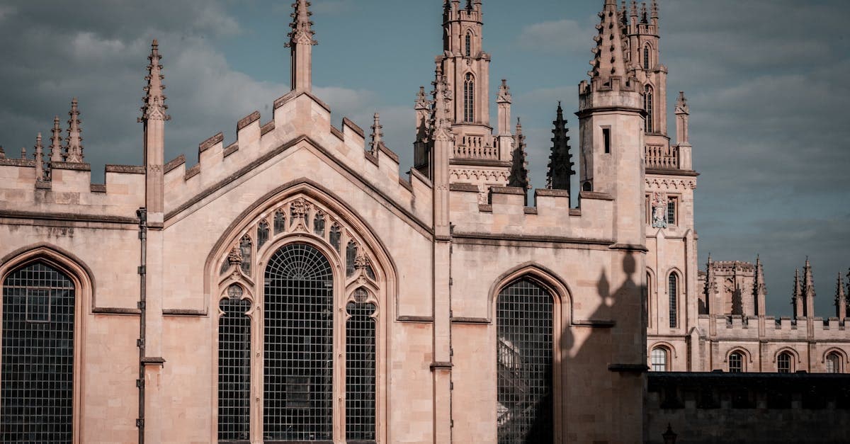 Stunning Gothic architecture of Oxford University's building in England.
